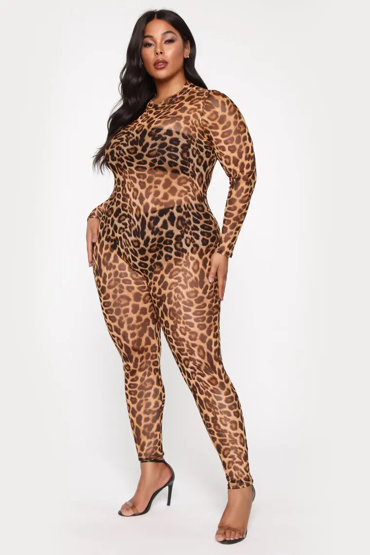 Meihuida женский комбинезон сетчатый прозрачный Повседневный леопардовый комбинезон с длинными рукавами боди длинные брюки