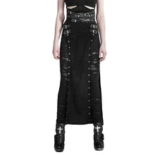 Панк индивидуальный шерстяной черный PU кожаный кнут для секса Сплит юбка воин с разрезом и высокой талией нейтральная длинная юбка с металлическими Люверсами