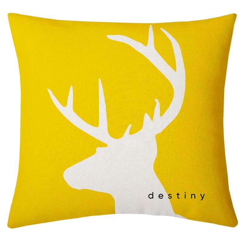 Желтый олень геометрический наволочка улыбка домашний декор вельветовый чехол для подушки пледы подушки наволочка 45x45 см