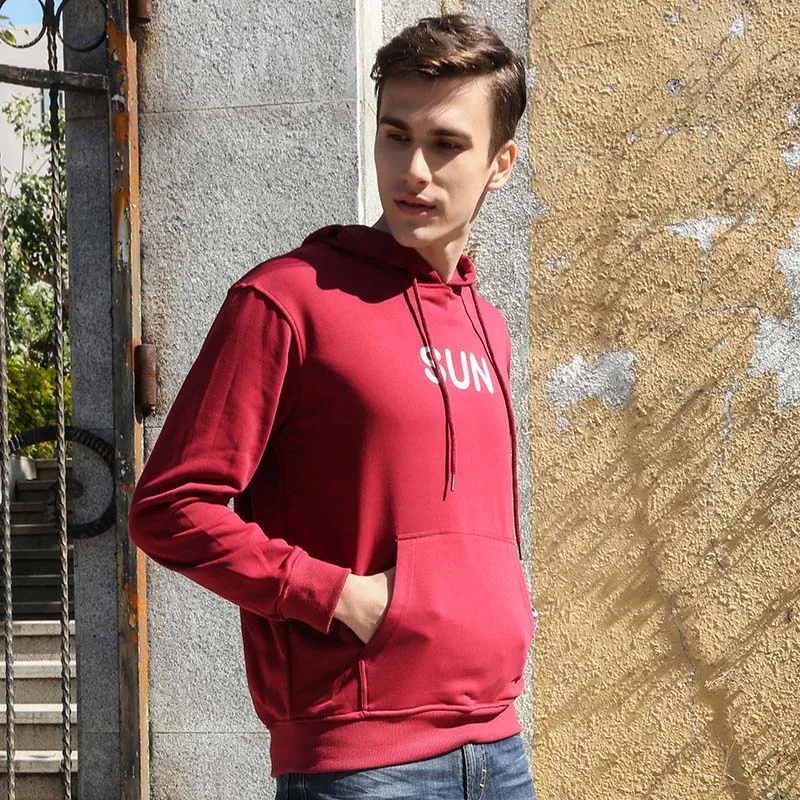 Red Sweatshirt Men Cotton Sweatshirt Sun Daily Hoodies Unisex Hoodie