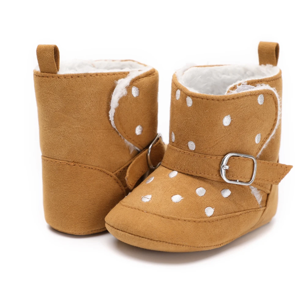 Fleece Leather Moccasins Baby Winter Soft Sole Baby Shoes Infant