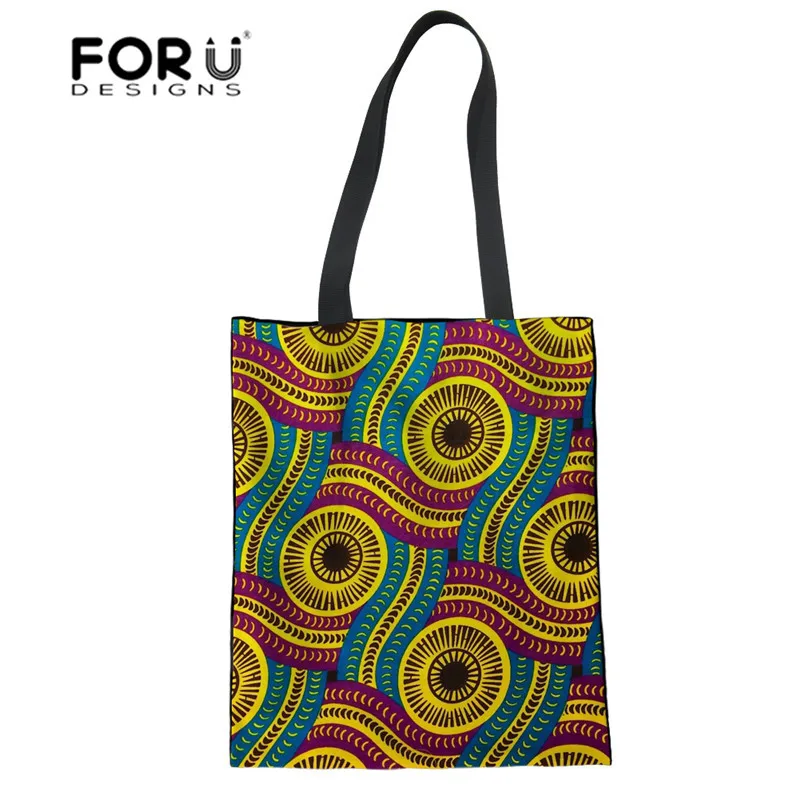 FORUDESIGNS/африканские традиционные набивные женские сумки на плечо большие повседневные сумки-шопперы для женщин женские холщовые льняные сумки ретро