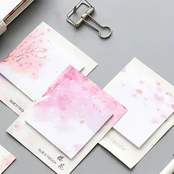 

1 Pc 30 Sheets Self-Adhesive Fresh Cherry Sakura Natural Memo Pad Sticky Notes Shopping Check List School Supply Label