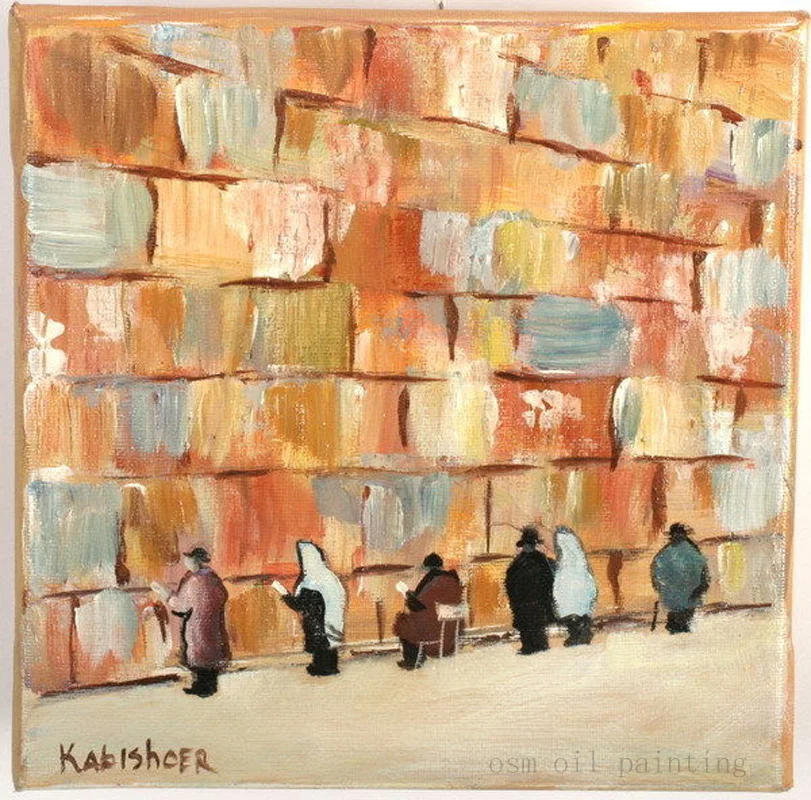US $26.50 Free Shipping High Skill Handpainted Modern Abstract Jerusalem Kotel Wailing Wall Oil Painting on Canvas Home Decorative Paints