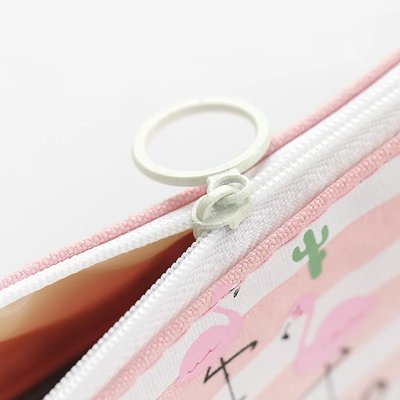Ручка сумки неподвижный для школы Карандаш сумка корейской сумка перо чехол пенал Kawaii милые розовые Фламинго холст пенал BD012C