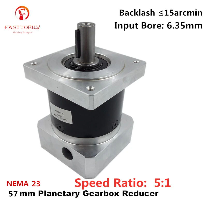 

Input 6.35mm NEMA23 Planetary Gearbox Reducer Ratio 5:1 for NEMA23 57mm Servo/Stepper Motor ,57XG