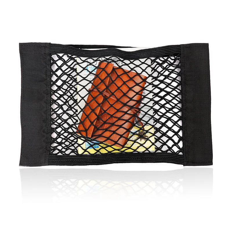 TOMALL Car Trunk Mesh Storage Net Wall Sticker Organizer Pouch Bag for Fire Extinguisher Repair Tool Cargo Pack of 2