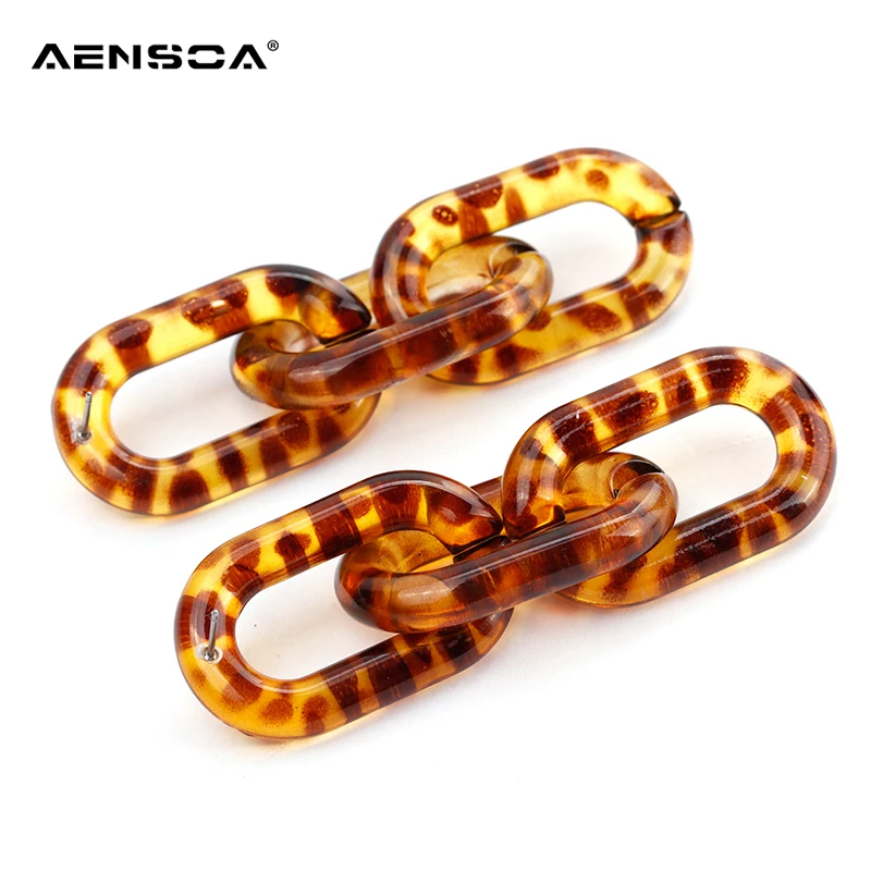 

AENSOA Trendy Exaggeration Acrylic Three Ring Earrings For Women Statement Long Leopard Geometric Dangle Earrings Jewelry Gift
