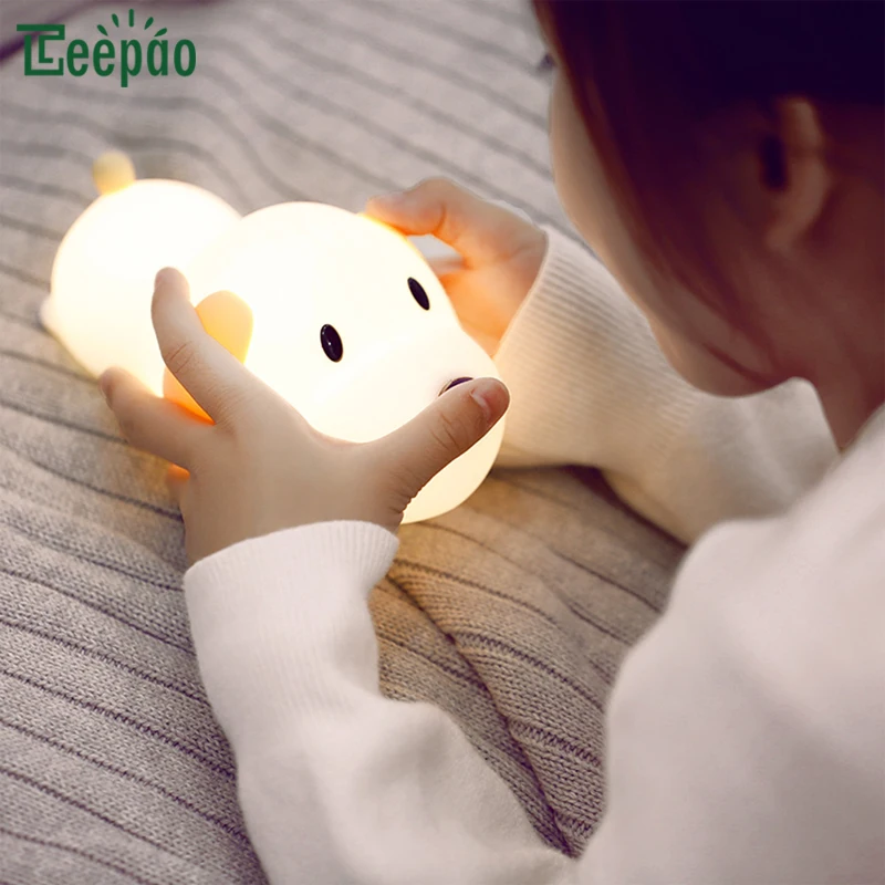 

Silicone Dog Night Light Touch Sensor LED Light Adjustable Brightness Rechargeable Timer Table Lamp for Kids Room