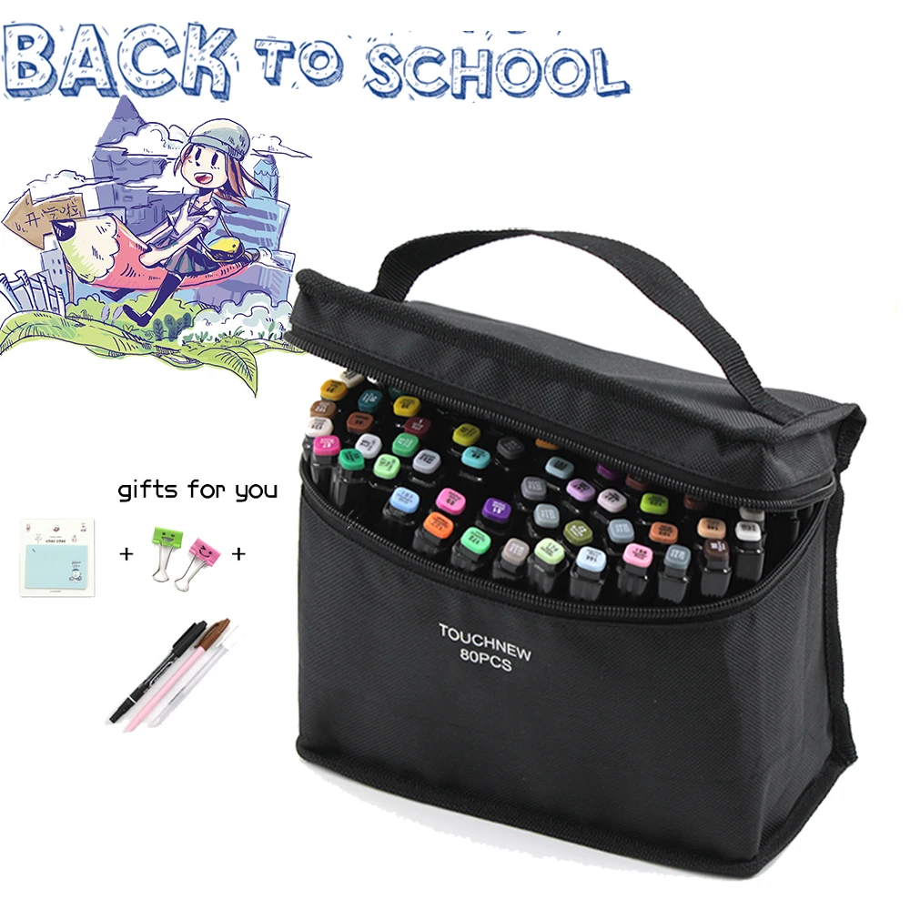 TouchFive Black Body Marker Pen Set Graphic Sketch Art Markers Double