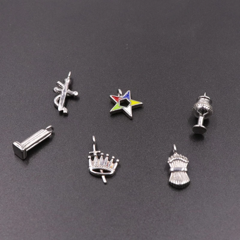 

6pcs/set stainless steel oes masonic freemason charms for bead bracelet DIY making