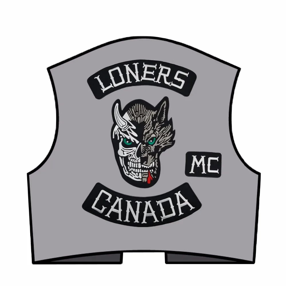 G0623 Full SET LONERS NOMADS MC 1% Embroidered Biker Patch Motorcyle Biker Vest Jacket Large Back Patch 7 pcs Set Free shipping (6)