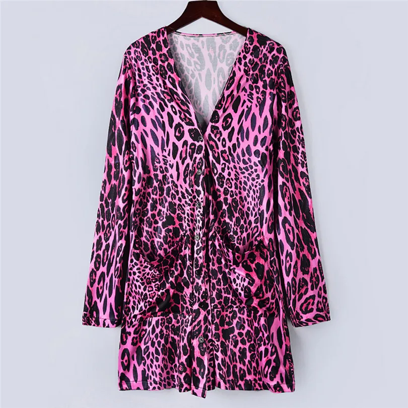  Fashion Womens Autumn Winter Casual Long Sleeve Leopard Print Fashion Coat Bllouse T-Shirt Tops Long coat New Arrival#4F01 (17)