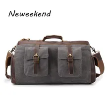 NEWEEKEND גברים תיק קיבולת גדולה נסיעות מטען יד רב תכליתי דובון שקיות בסוף שבוע בד סוס משוגע חבילת MS1858