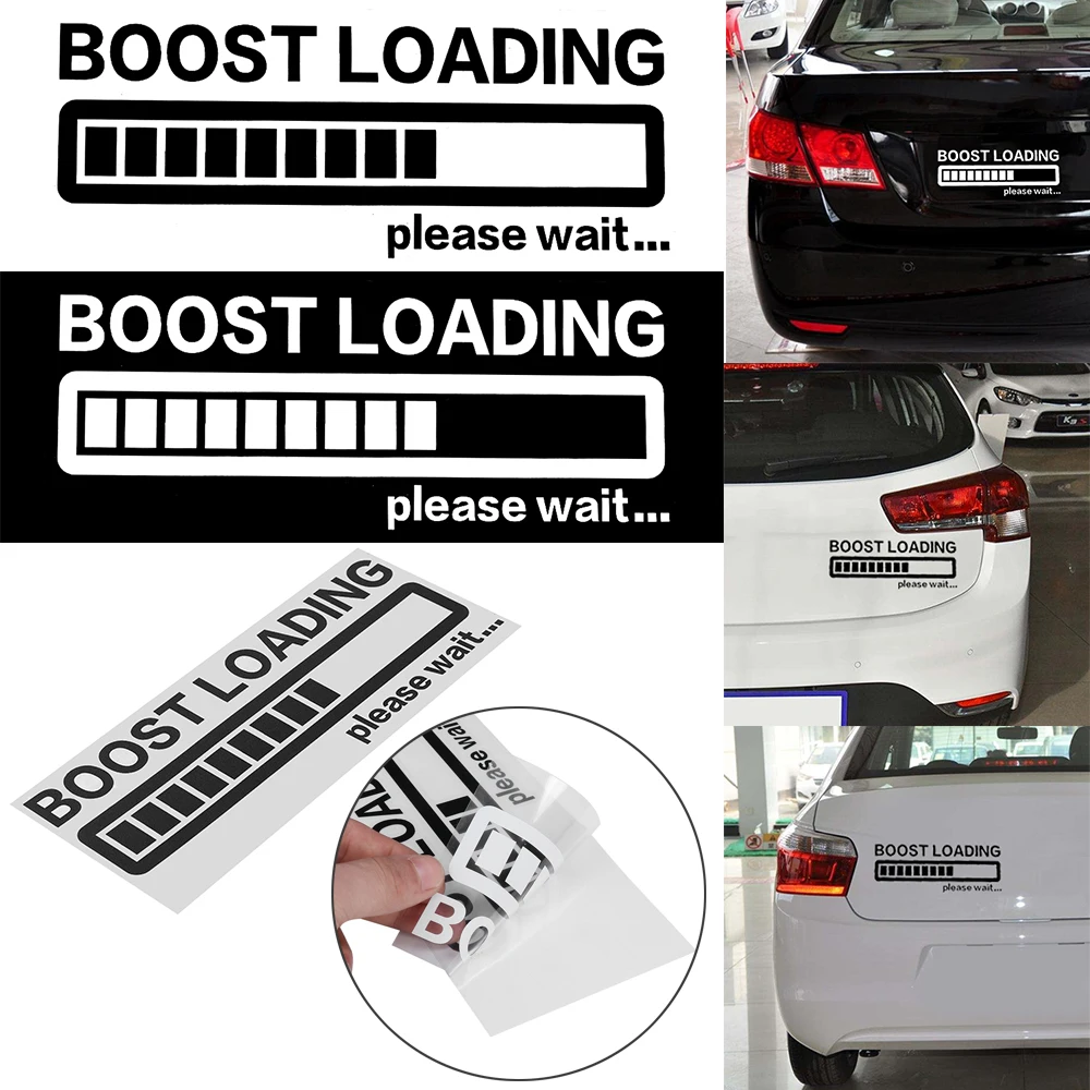

20cm*8cm Car Sticker BOOST LOADING Please Wait...Funny Car Sticker Vinyl Decal for JDM Turbo Diesel Car Styling