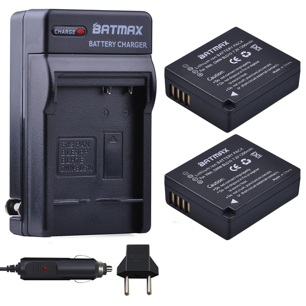 Аккумуляторная батарея Batmax 2 шт. DMW BLG10 BLG10E + Цифровое зарядное устройство для Panasonic