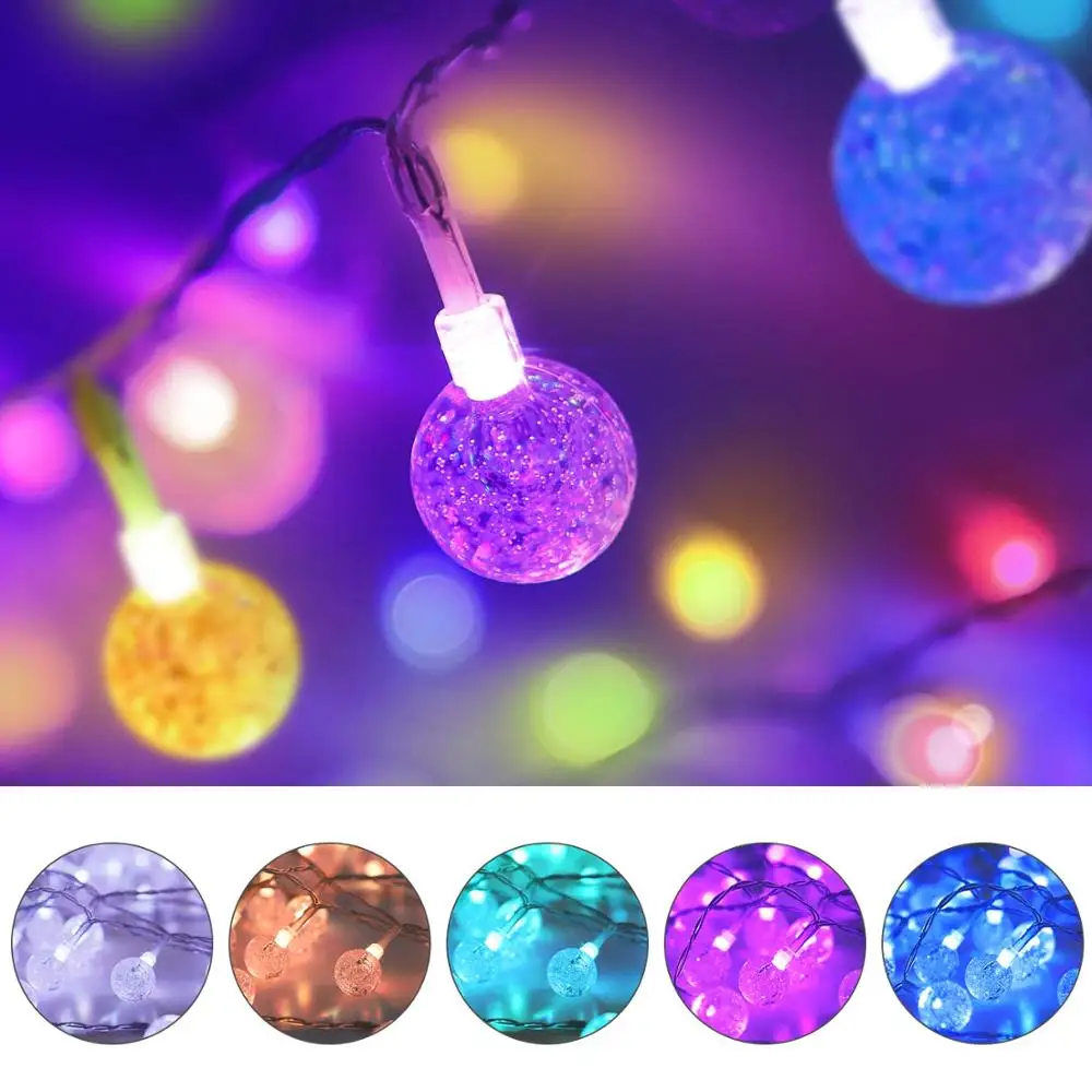 

Color Changing Globe String Lights USB Powered, 16.4 ft 50 LEDs Crystal Bubble Ball Fairy lights with Remote Control Timer Ambie