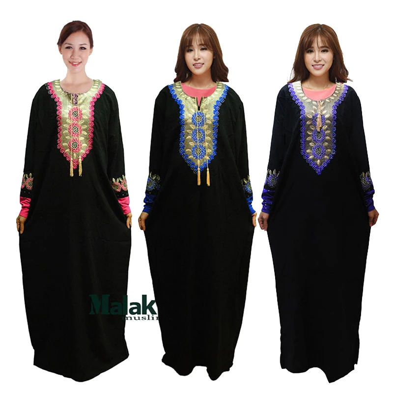 2016 Muslim Clothing Abaya Women Fashion Embroidery Diamonds Black