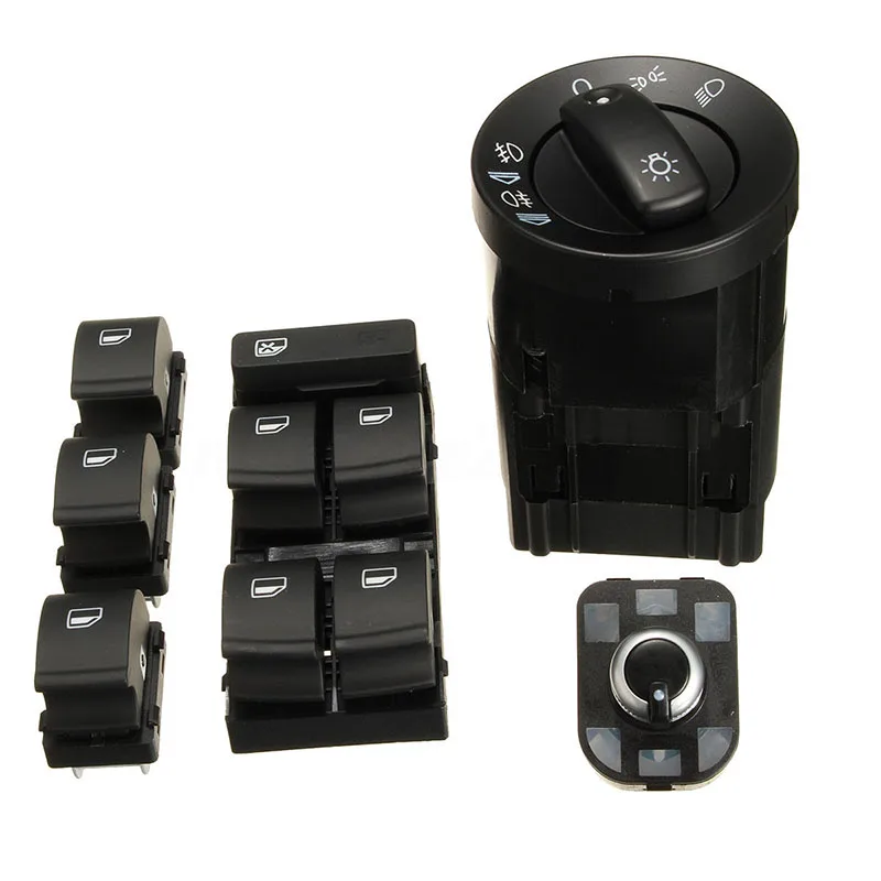 

6PCS Car Styling Headlight/Side Mirror/Window Master Panel Switch Button Control Set For Audi A4 Sedan B6 B7 High Quality