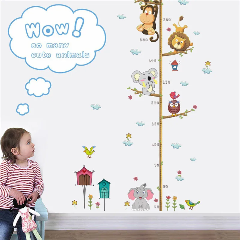 

Cute Monkey Animals Height Measure Stadiometers Stickers Wall Decor For Kids Room Bedroom Mural Self Adhesive Vinyl DIY Decals