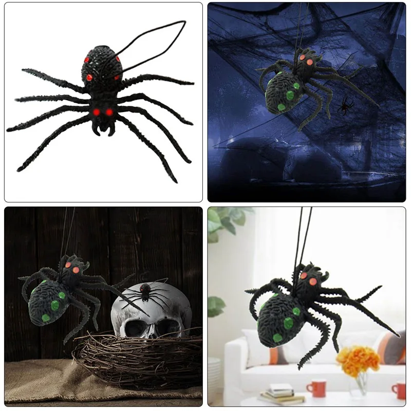 Шт. 1 шт. Хэллоуин Роман черный силиконовый Моделирование паук формы резиновые игрушечные пауки для Chirldren