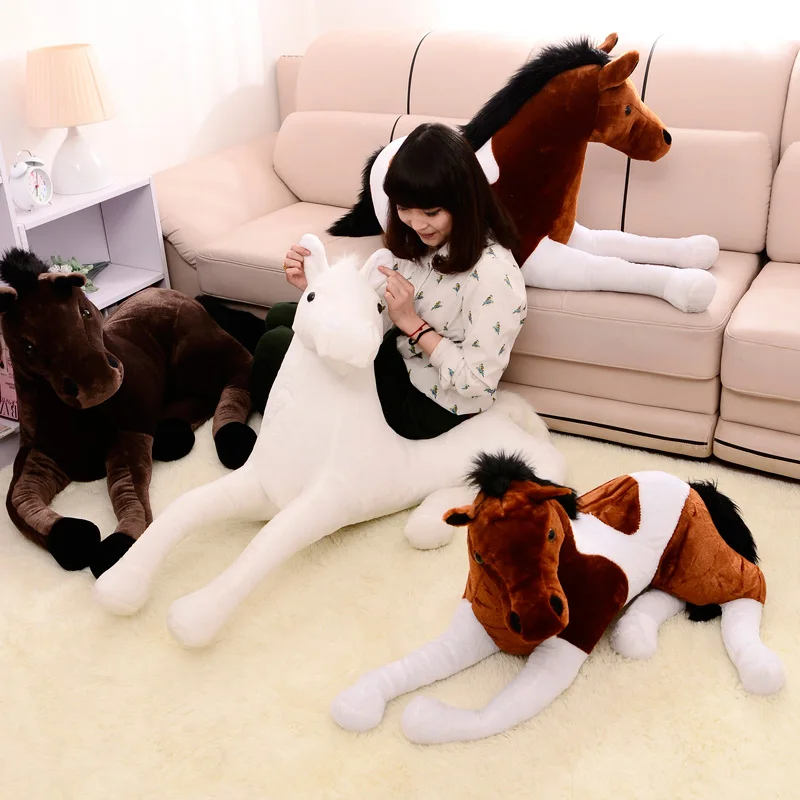 Animal de peluche sustancia irse a caballo de animales blanco marrón de pie Western 26 cm
