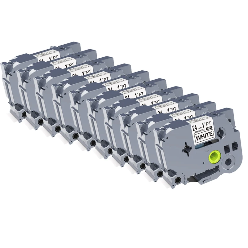 

10Pcs 24mm Compatible TZ251 TZe251 TZe 251 Black on White Laminated Label Cartridge Tape Cassette Ribbon Brother P-touch Printer