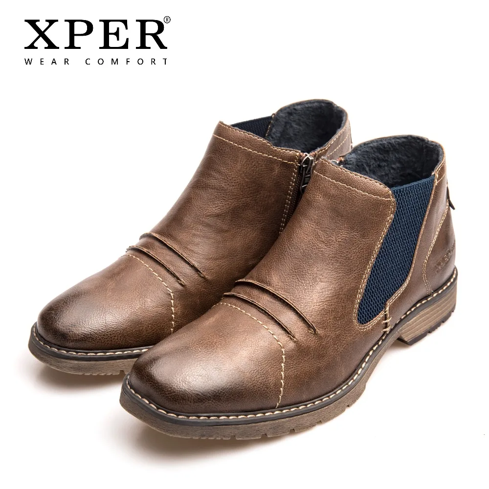 XPER/брендовые ботинки сезон осень зима модные мужские Челси дышащая обувь на