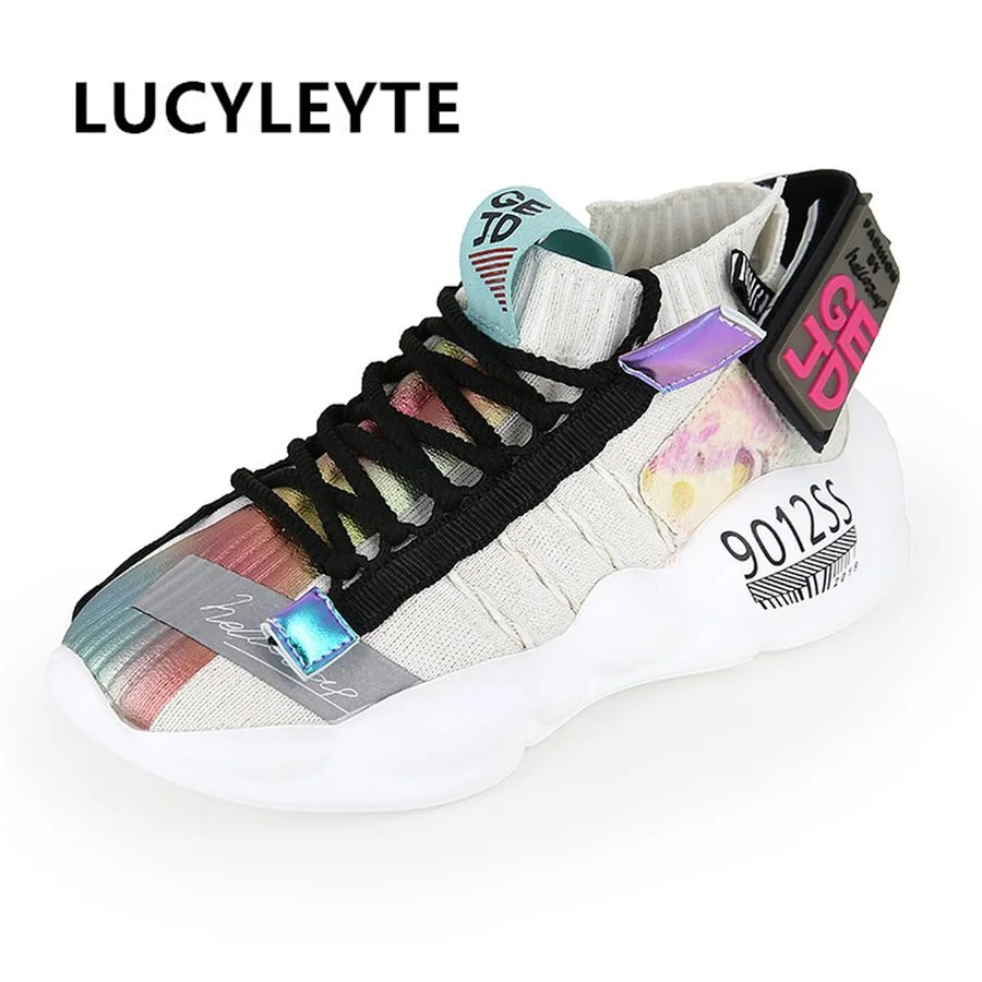 

Summer New Clunky Sneaker Women Shoes 2019 Spring Flying and Weaving Breathable Reflective Thick Bottom Leisure Shoe Shoes