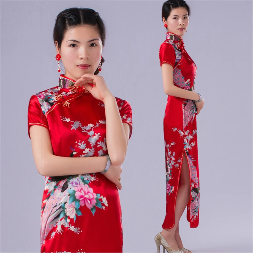 6color Chinese Women Dress Cheongsam New Year Short Sleeve Tang Suit 