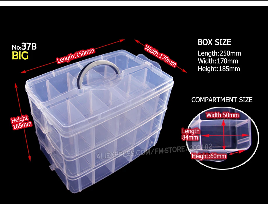 Большая коробка для хранения аксессуаров, 3 слоя, регулируемые слоты, съемные разделители для самостоятельного изготовления украшений, бусин для ногтей, Домашний Органайзер, контейнер