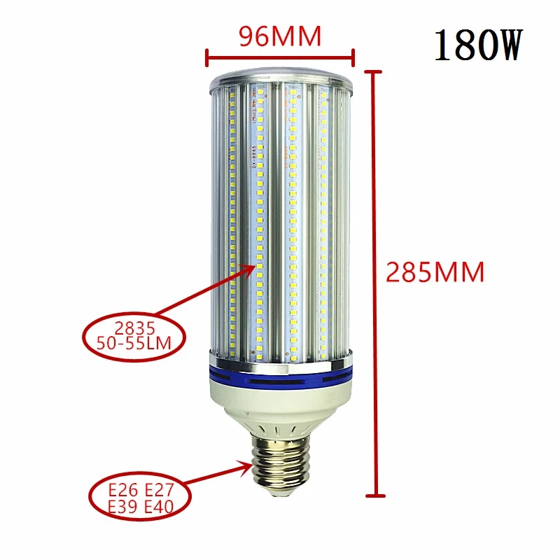 70 Вт 100 Вт 120 Вт 180 Вт E27 E40 светодио дный лампочки E26 E39 уличного освещения высокий яркий 110 V 220 V кукурузы лампа для склад инженер квадратных