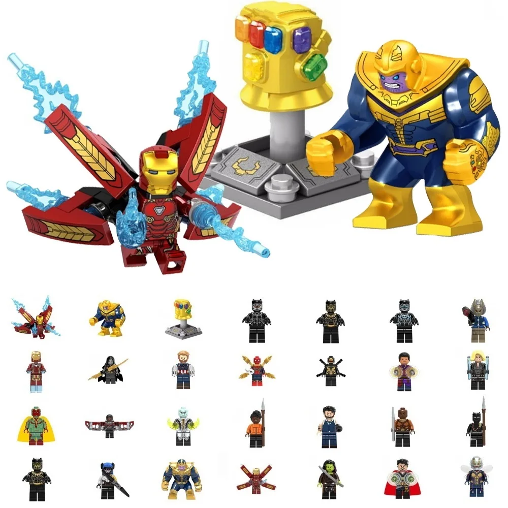 

Super Heroes thanos Infinity Gauntlet Spider Iron Man Building Blocks falcon vision Figure Bricks Toy kid gift Compatible Legoed