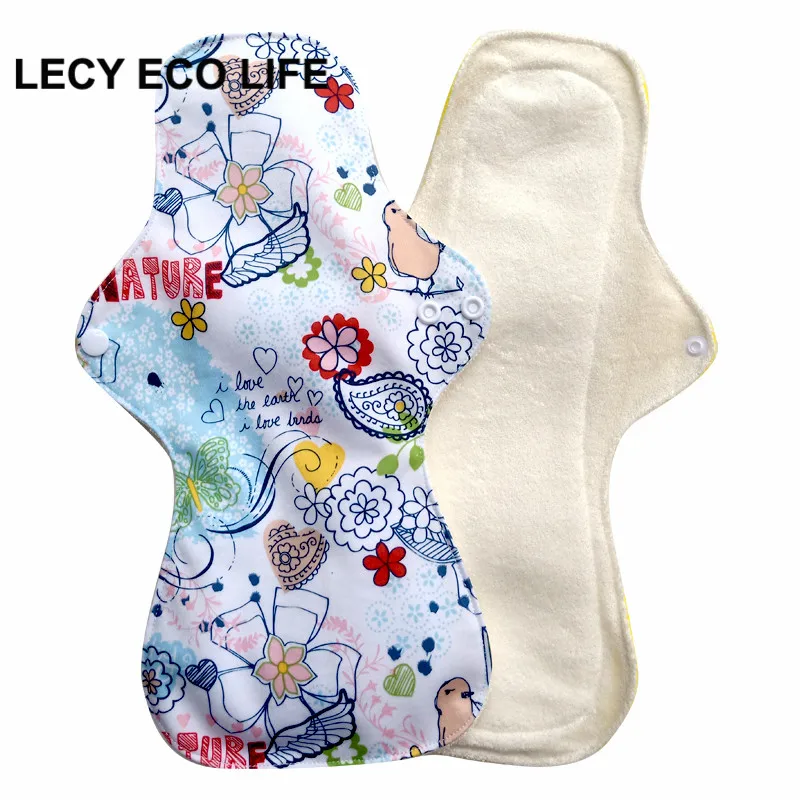 Lecy Eco Life 1 шт. 1" Фламинго с принтом для ночного использования многоразовые менструальные подкладки для тяжелого потока, большие размеры дышащие женские тканевые прокладки - Цвет: Q08