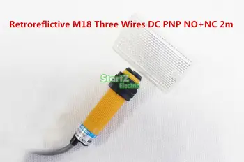 

5Pcs Retroreflictive M18 Three Wires DC PNP NO+NC 2m Detection Distance Photoelectric Sensor Optical Sensor E3F-R2P12