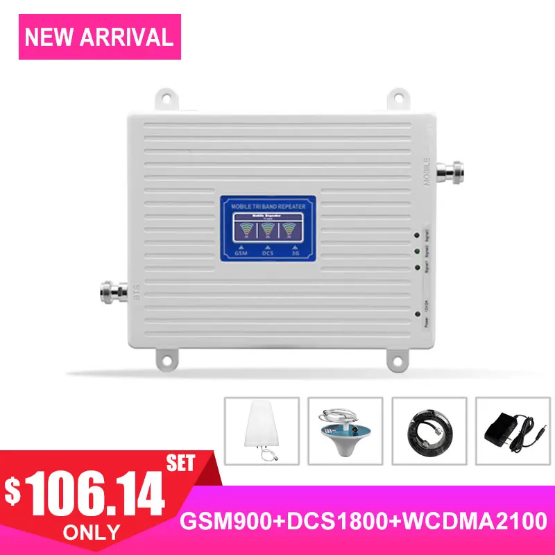 

TriBand 2G 3G 4G GSM DCS WCDMA Cellular Signal Booster LTE FDD UMTS 900 1800 2100 Payload Network Signal Amplifier Antenna Kit #