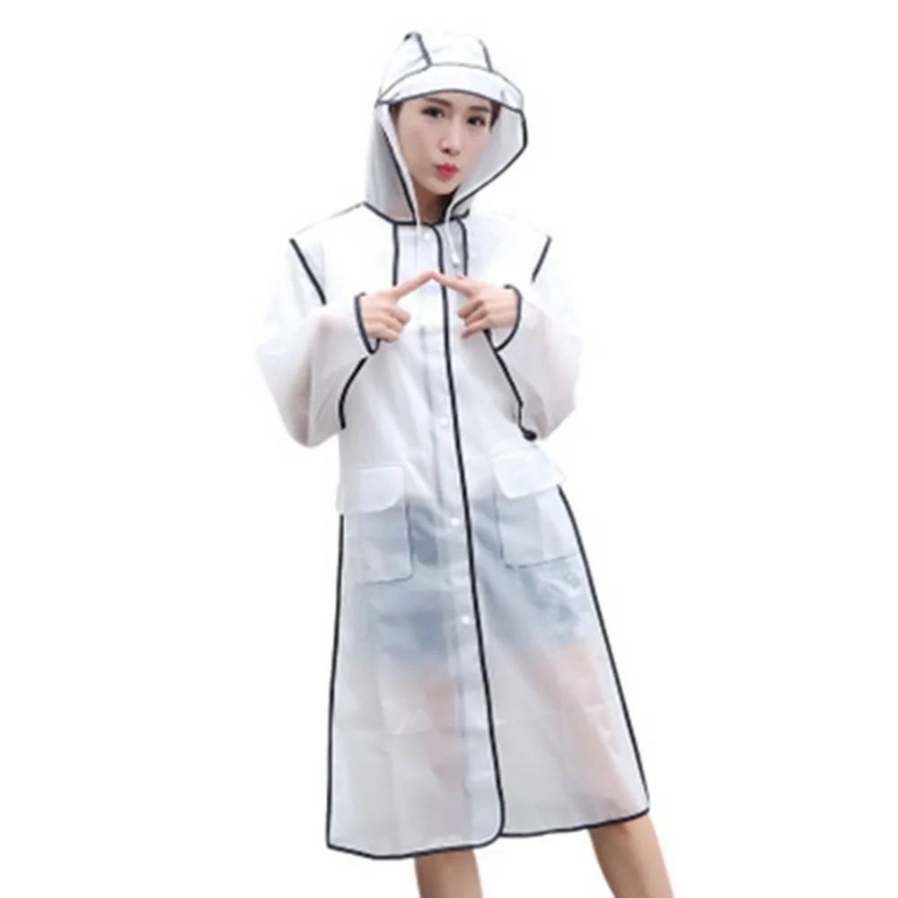 

2018 Transparent Frosted Raincoat Waterproof Fashion Rain Poncho For Women Man Unisex Long Hooded Rain Coat Outdoor Rainwear