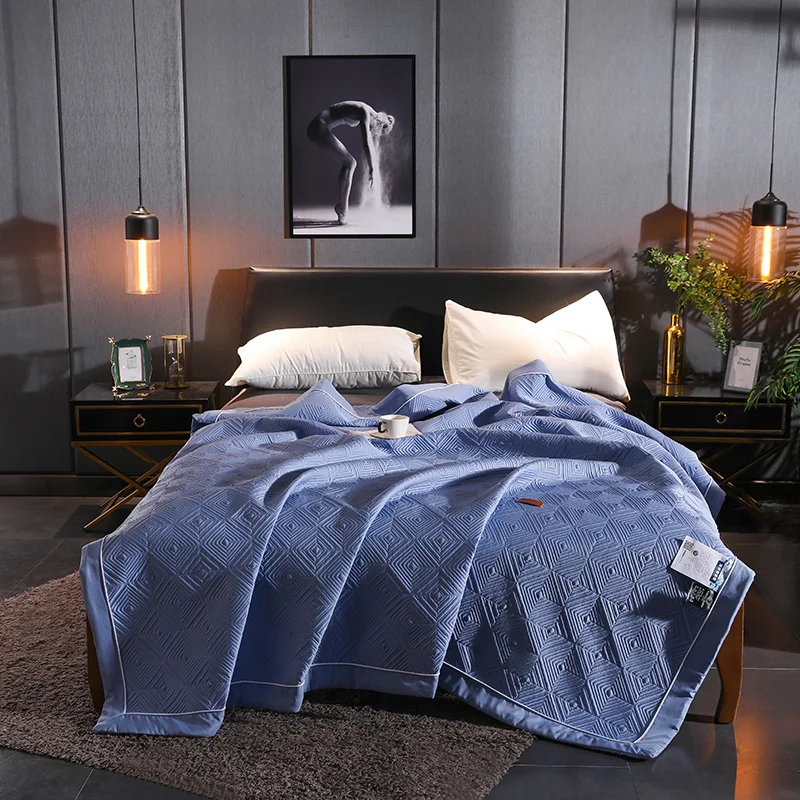

Nordic Lattice Washable Bedspread Comfortable Bed Quilts Comforter Quilted Adults Bedding Colorful Aircondition Summer Quilt