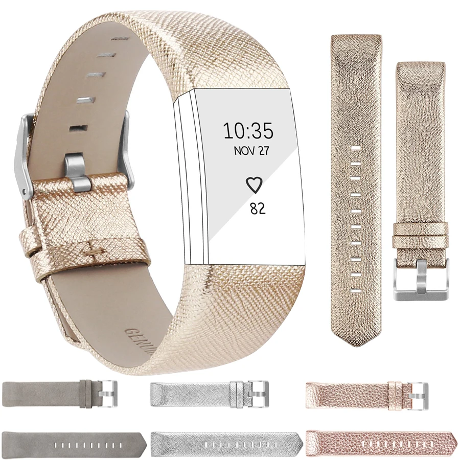 Ремешки для браслета Fitbit Charge 2 кожаные розовые золотые серебряные ремешки