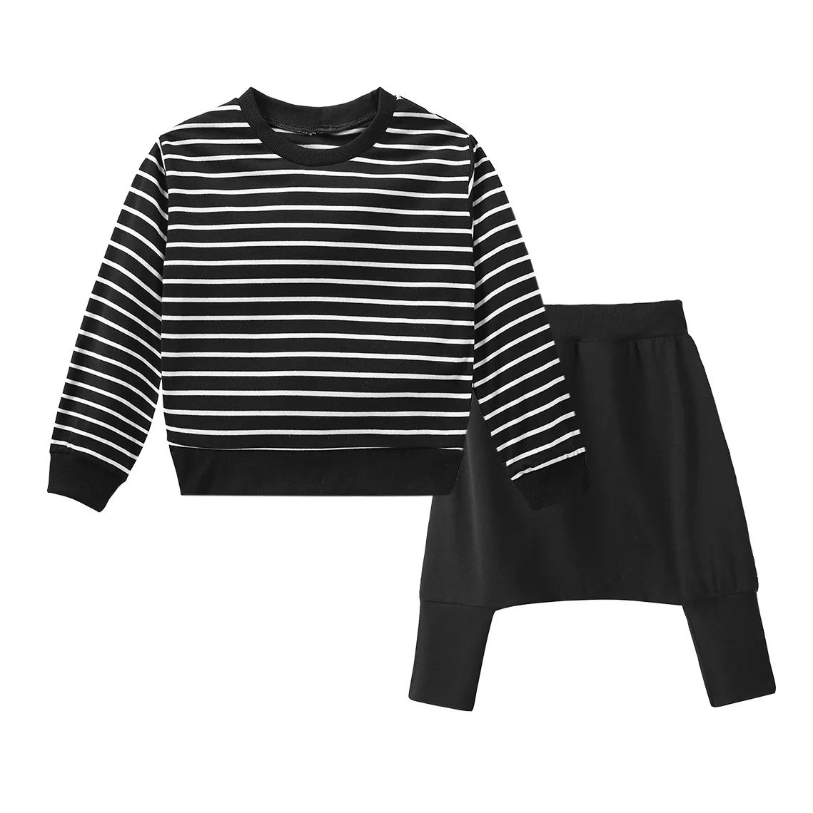 

New long sleeved children's striped suit personality trend Haren pants pure cotton children's wear boys two pieces set