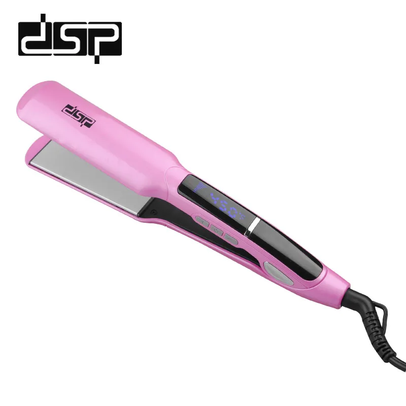 DSP ЖК-дисплей плоский утюг цифровой контроль температуры выпрямление керамический утюжок выпрямитель для волос E-10003sc - Цвет: Розовый