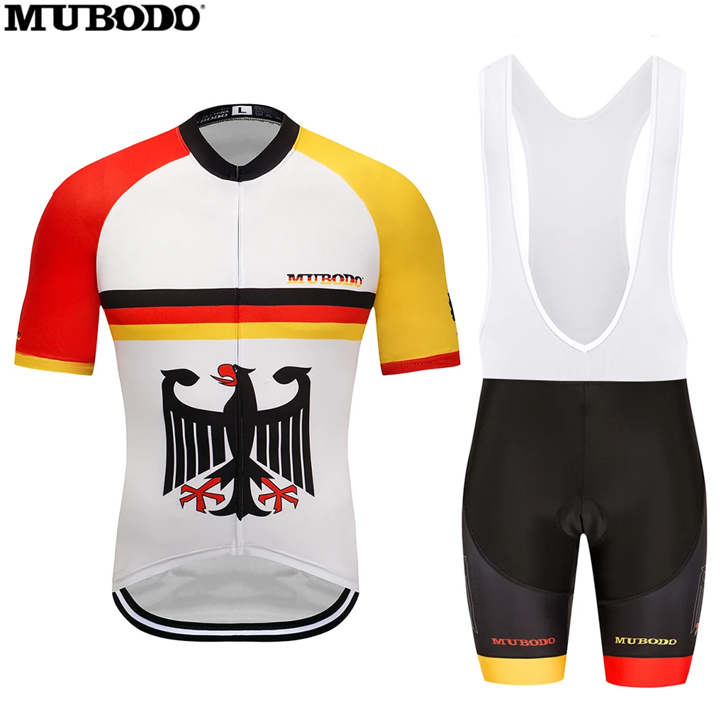 

MUBODO 2018 Germany Gentlemen outdoor sports fahrrad bekleidung MTB Summer Cycling Jersey and bib shorts suit German Team