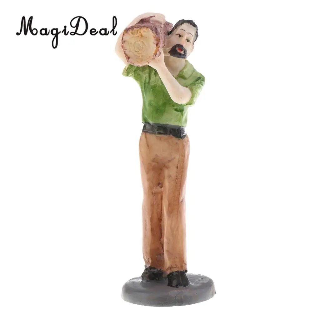 MagiDeal 1Pc Sand Table Scene Woodcutter Timberjack Figure Model Layout Landscape Scenery for Home Room Decor Children Kids Toy