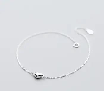 

100% Authentic Real. 925 Sterling Silver Fine Jewelry Polished rounded heart anklet Bracelet GTLS744