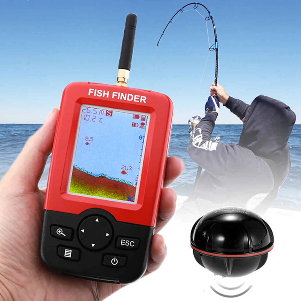 المحمولة صياد السمك ، Fishfinder مع سونار الاستشعار محول و شاشة الكريستال السائل ل الجليد الصيد ، كاياك ، قارب و شور الصيد