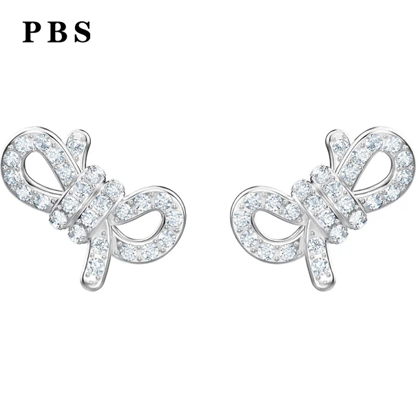 

PBS High Quality 1:1 Exquisite Swa Jewelry Bow Earrings Logo Free Package Manufacturers Wholesale