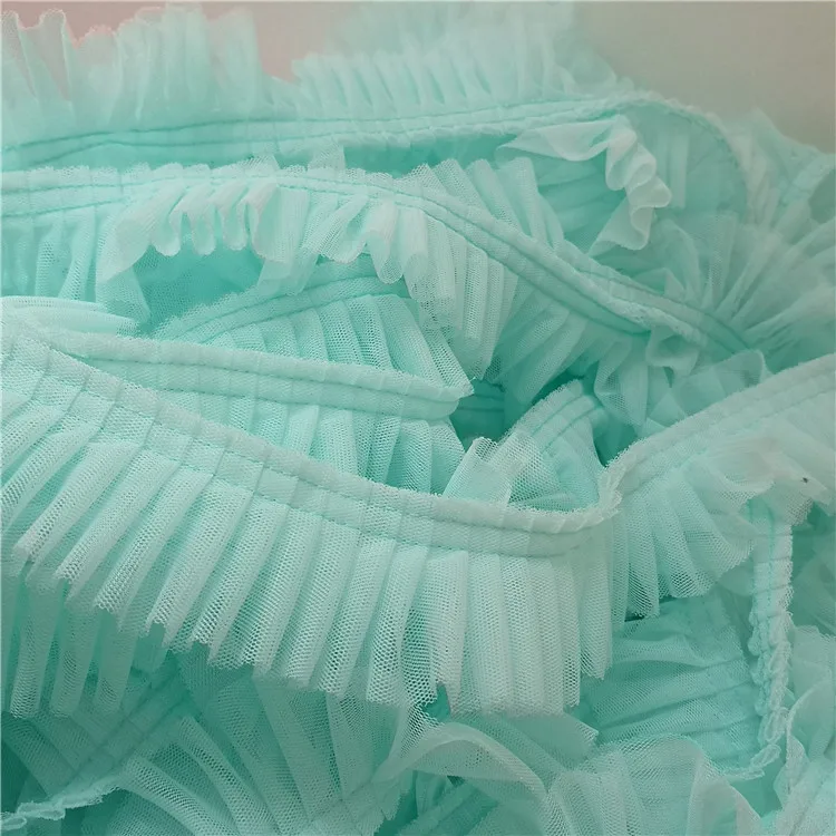 

5Yards 5cm/2'' 2 Layer 8colors Fine Pink/light Blue/ White Pleat Ruffles Lace Trim Mesh Lace Accessory X151
