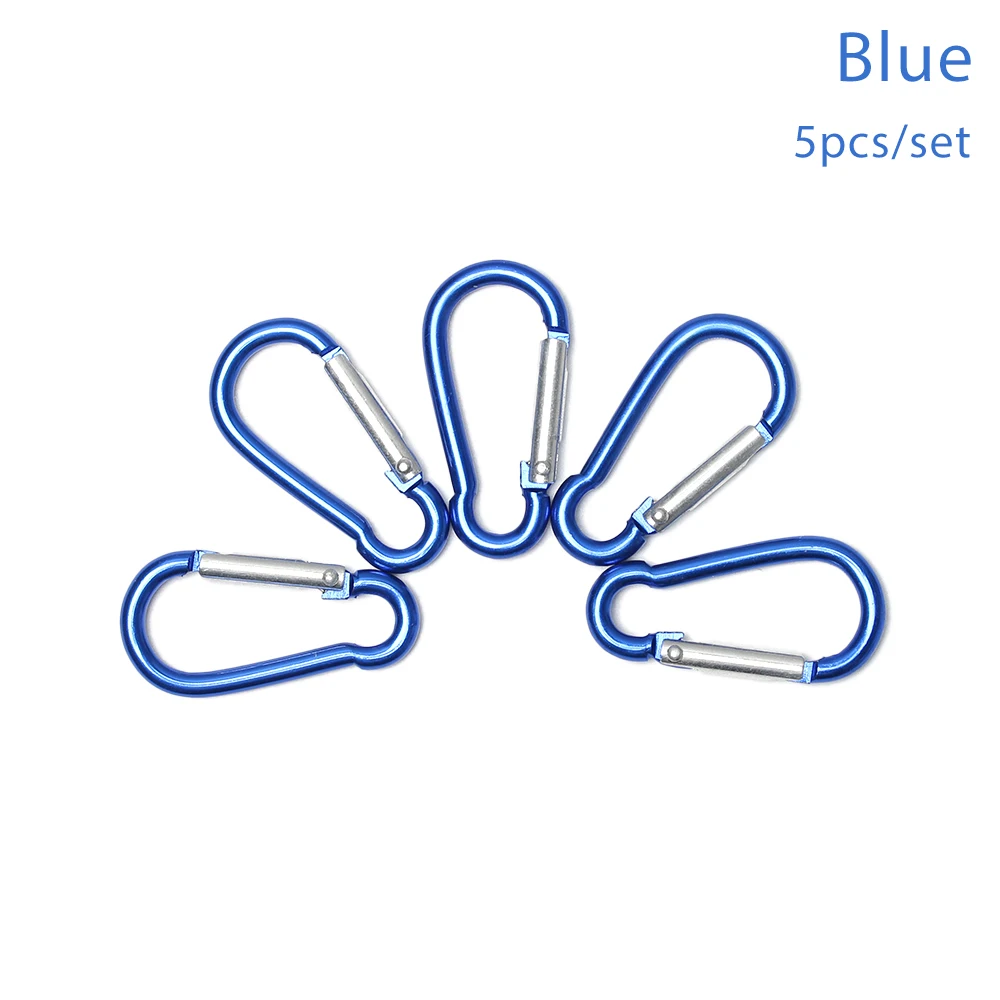 Blue 5 шт. алюминиевый карабин d-образное кольцо брелок зажим для ключей туристический лагерь альпинистский крюк аксессуары для альпинизма - Цвет: Blue