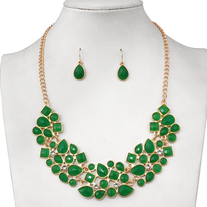 

2019 Women's Earring Ethiopian Jewelry Set for Women Cute Rhinestone African Jewelry Set for Party New Necklace and Earrings Set