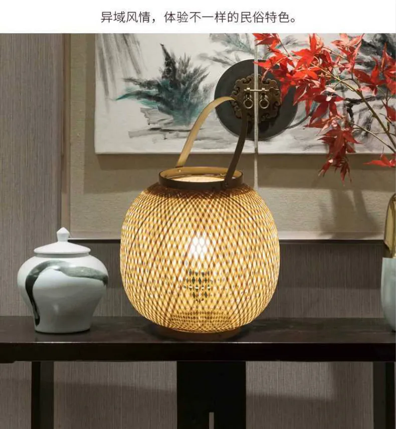 Китайская настольная лампа Бамбук Искусство бамбуковый сад ресторан спальня японский фонарь лампы для татами WF4161448